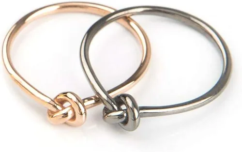 Vista 5 de Anillo de nudo para mujer en oro macizo de 9K, 14 y 18 quilates, anillo de oro con nudo pequeño, anillo de amor celta para ella, regalo