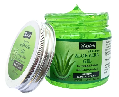 Vista 4 de Raslok Gel de Aloe Vera Puro Natural Orgánico para Hidratar la Piel Facial y Cuidado del Cabello (Pepino, 7.76 OZ)