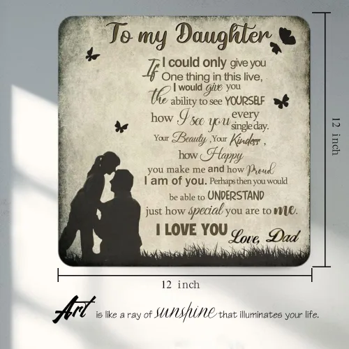 Vista 2 de Letrero de metal con texto en inglés "To my Daughter From Dad", regalos de cumpleaños para hija, regalos para niños, graduación, día de San
