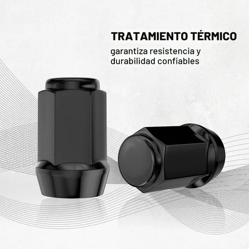 Vista 4 de 20 tuercas negras de 1/2-20 de 1.38 pulgadas, asiento cónico hexagonal, compatible con Bronco Mustang Cherokee Ranger Explorer Liberty YJ TJ KJ KK