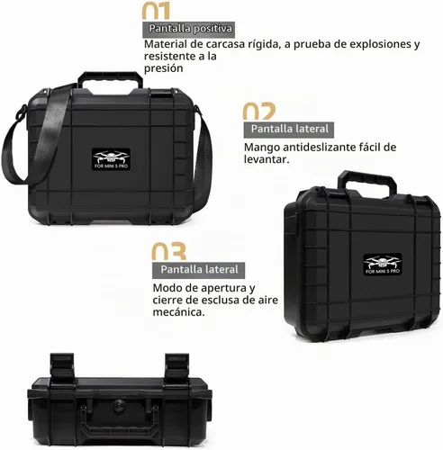 Vista 5 de Mini 5 Pro Estuche de transporte duro, estuche de almacenamiento de viaje portátil para DJI Mini 5 Pro Accesorios para RC 2/RC-N3 controlador