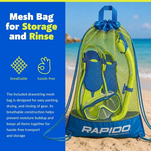 Vista 8 de Rapido Sea Breeze Marine Junior Mask, Fins and Snorkel Set
