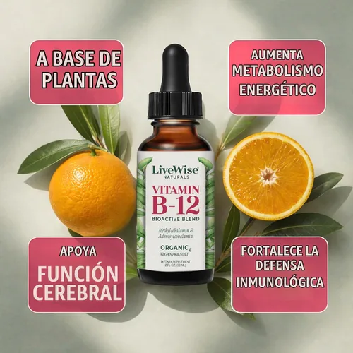 Vista 4 de Vitamina B12 Sublingual líquida – Gotas veganas de vitamina B12 líquida totalmente natural – Suplemento de adenosilcobalamina sin OMG