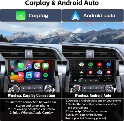 Vista 4 de Radio estéreo para coche Android 13 para Honda Civic 2016 2017 2018 2019 2020 con CarPlay inalámbrico Android Auto Mirror Link 2G+64G con Bluetooth