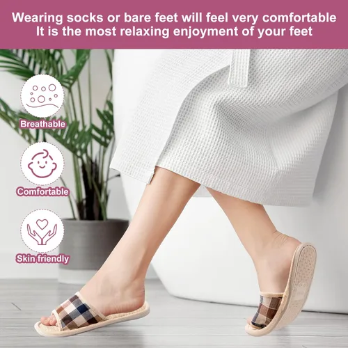 Vista 2 de Tessco for you 10 Pairs Washable House Slippers for Guests Open Toe Breathable Slippers Reusable Home Bedroom Hotel Family Travel Unisex Non Slip