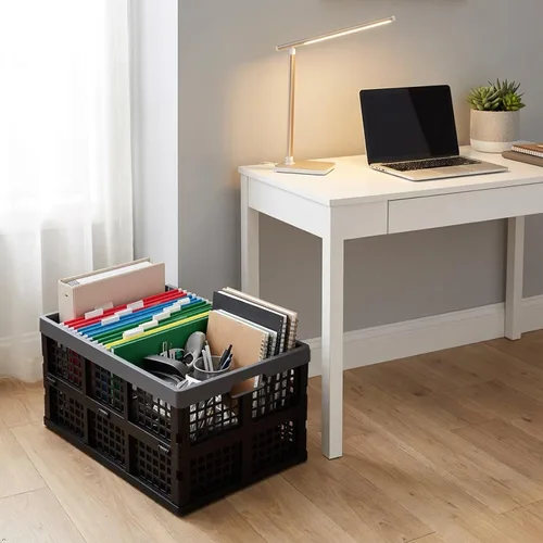 Vista 6 de Paquete de 3 cajas plegables de 32 L, cajas de almacenamiento plegables de plástico