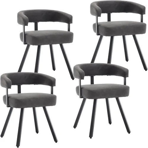 Vista 14 de DUOMAY Juego de 2 sillas de comedor de piel sintética, sillas de cocina curvadas con respaldo abierto con patas de metal, modernas sillas laterales