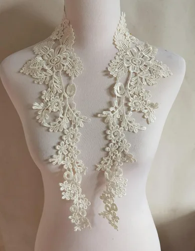 Vista 19 de 1 par de apliques de bordado para boda, encaje floral, adornos de costura (negro A)