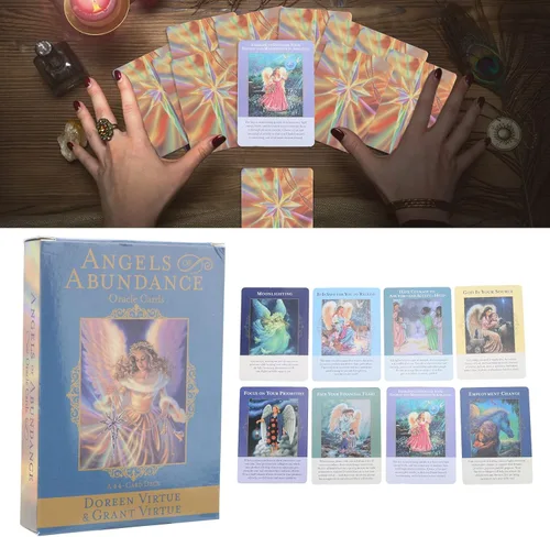 Vista 5 de bouti1583 Angels of Abundance Oracle Cards 44 cartas, exquisitas cartas de tarot ligeras de tamaño pequeño, seguras y ecológicas, fáciles