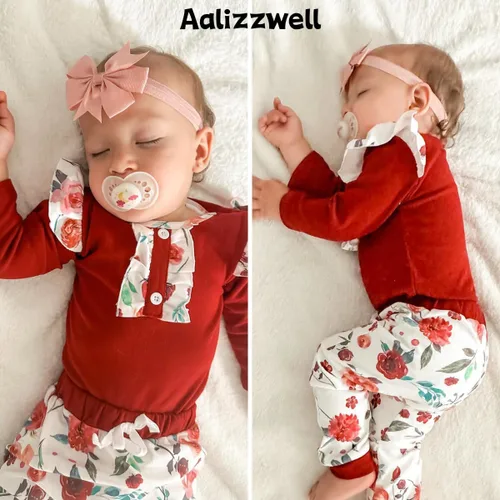 Vista 3 de Aalizzwell Conjunto de pantalones de invierno y otoño para bebés recién nacidos