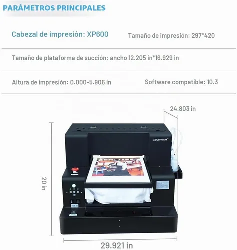 Vista 6 de Impresora automática de camisetas A3 DTG DTF Impresora con plataforma de vacío Impresora DTG de cama plana Impresión en camiseta oscura/ligera