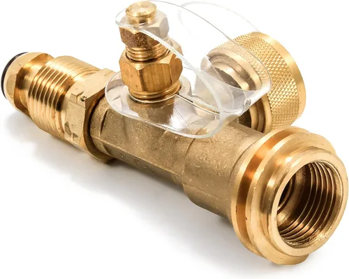 Vista 7 de Llave en T de latón para gas propano Camco, Grifo de propano con manguera de 12,7 cm