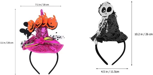 Vista 2 de TOYANDONA - 2 diademas de calabaza para Halloween, con lentejuelas rojas y negras y rosas, para niños o adultos