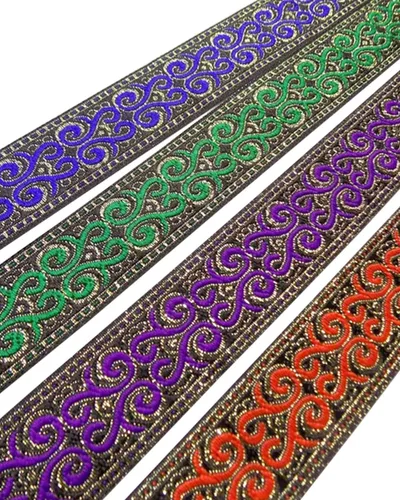 Vista 3 de Patrones de palmette - Cinta de tela tejida con flecos para accesorios de ropa, correas de adorno, cinturones, collares de ancho 1.3 pulgadas por
