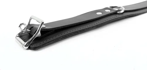 Vista 5 de Atlas Collar de piel de cordero Latigo Collar de cuero hecho a mano (pequeño, negro)
