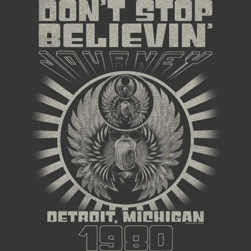 Vista 2 de Journey Don't Stop Believin' Detroit '80 Adult Short Sleeve T Shirt Vintage Style 80s Music Graphic Tees