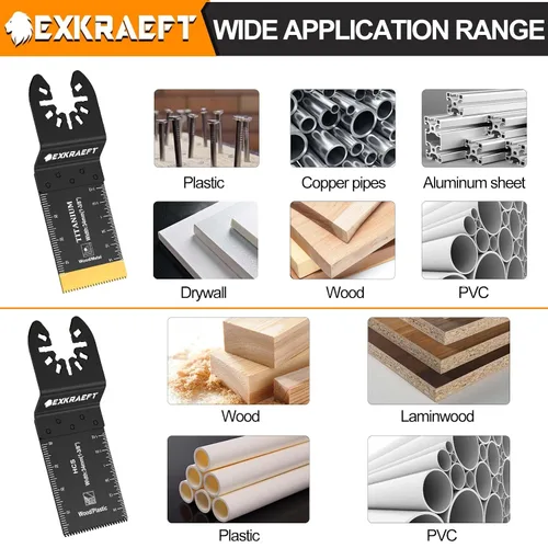 Vista 6 de 100 cuchillas oscilantes multiherramienta de titanio, cuchillas de sierra oscilantes universales para uñas de metal, madera y plástico, kits