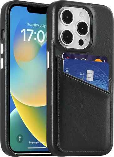 Vista 44 de LUCKYCOIN Funda de piel 100% auténtica tipo cartera para iPhone 13, diseño delgado con tarjetero y funda protectora a prueba de golpes, forro