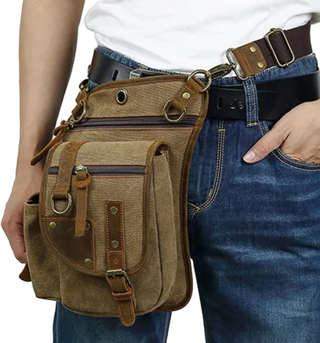 Vista 2 de Riñonera de cuero para hombres y mujeres, bolsa de protección multiusos, para motocicleta, deportes al aire libre, ciclismo, equitación, senderismo