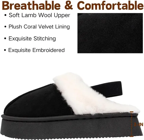 Vista 4 de Pantuflas mullidas de suela gruesa para mujeres y hombres – Zapatos cómodos de plataforma con suela antideslizante, pantuflas de tobillo corto