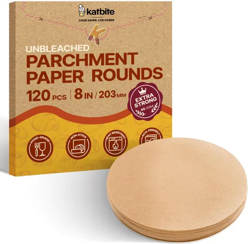 Vista 11 de Katbite 200 piezas de papel pergamino redondo de 4 pulgadas, sin blanquear y antiadherente, círculos de pergamino precortados para moldes
