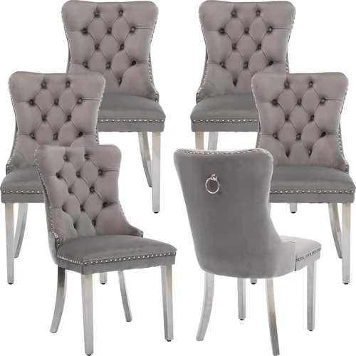 Vista 29 de Juego de 2 Sillas de Comedor Modernas de Mediados de Siglo, Tapizadas en Terciopelo Beige con Respaldo Acolchado, Sillas de Cocina y Comedor, Patas