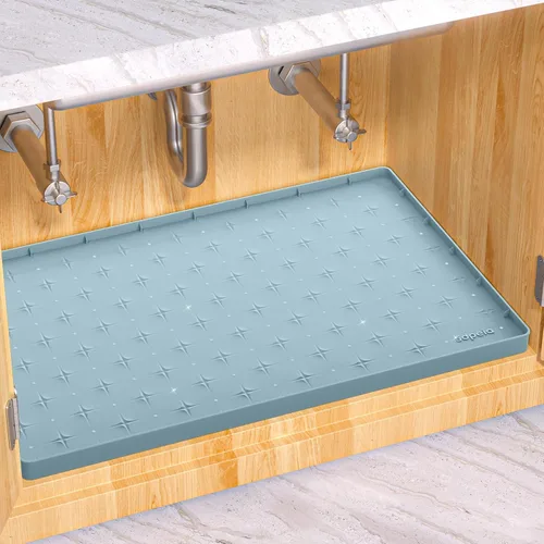 Vista 11 de Sdpeia - Tapete para debajo del fregadero, tapete impermeable de silicona mejorado, para proteger los gabinetes de cocina, organizadores y alacenas