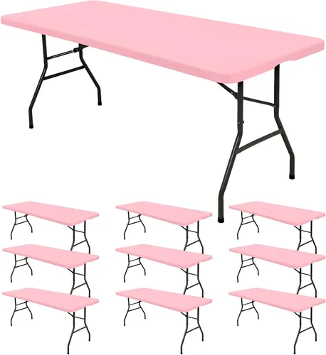 Vista 15 de 6 Pack de Manteles Ajustados para Mesas Rectangulares de 8 Pies, Cubierta de Mesa Aqua Azul Elástica para Picnic al Aire Libre, Paños de Mesa