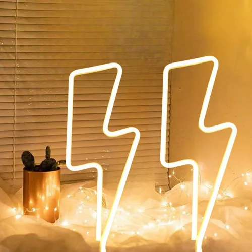 Vista 12 de Letrero de neón para decoración de pared, diseño de sala de juegos de relámpago, 2 unidades Funciona con pilas para dormitorio, luces LED de neón