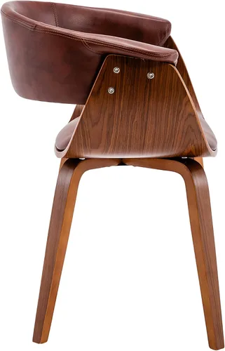 Vista 4 de Porthos Home Meir Silla de comedor con respaldo ergonómico curvado y asiento en tapicería de poliuretano resistente al agua y a las manchas, patas