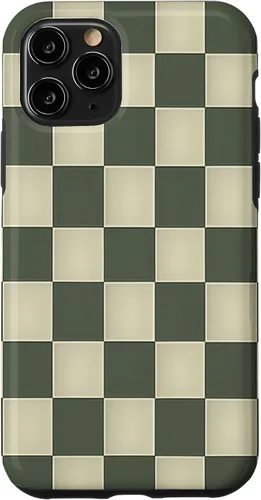 Vista 28 de Funda para iPhone 11 Pro Max con patrón de tablero de ajedrez verde salvia