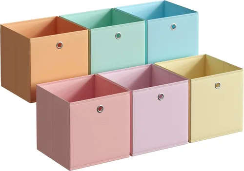 Vista 9 de SONGMICS Cubos de almacenamiento, juego de 6 cajas de almacenamiento plegables sin olor, 10.2 x 10.2 x 11 pulgadas, organizadores de armario
