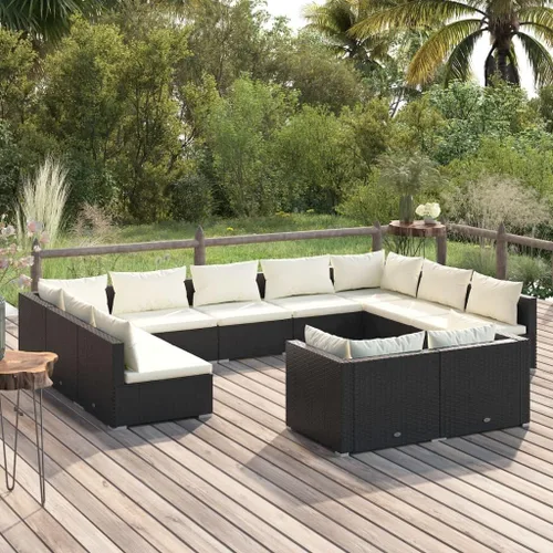 Vista 40 de Sofá de 3 plazas con cojines de ratán de poliéster marrón, juego de muebles de patio al aire libre con 3 sofás centrales para patio trasero, jardín