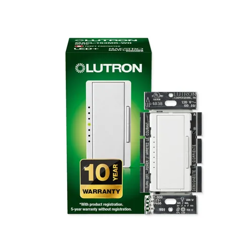 Vista 22 de Lutron - Interruptor de atenuación Maestro LED+ para bombillas LED regulables, halógenas e incandescentes, 150 W/unifolar o multiubicación, Biscuit