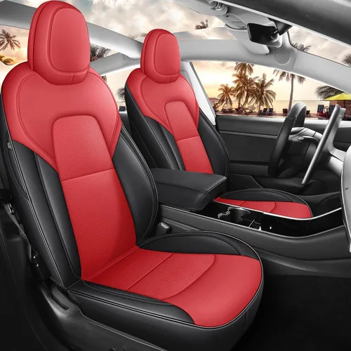 Vista 19 de Funda de asiento para modelo 3 2017 2018 2019 2020 2021 2022 2023, funda de asiento personalizada para Tesla Model 3, compatible con bolsa de aire