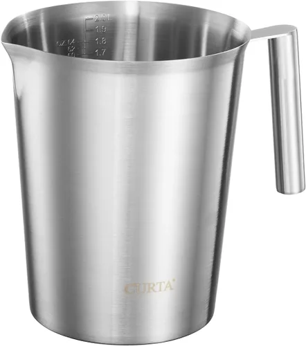Vista 16 de CURTA Taza medidora de acero inoxidable 18/8 con mango y labio de vertido, 16 oz (2 tazas, 16.9 fl oz)