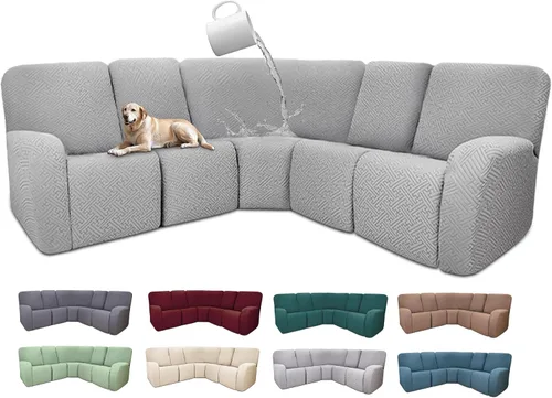 Vista 95 de Fundas de sofá reclinable seccional 100% impermeables para sofá reclinable en forma de L, funda de sofá modular de esquina en forma de L, fundas