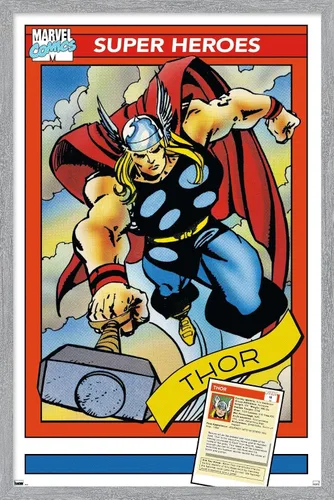 Vista 10 de Trends International Marvel Trading Cards - Póster de pared de Thor, 22.375 x 34 pulgadas, versión premium sin marco