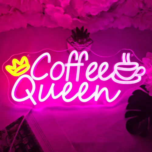 Vista 5 de Britrio Coffee Queen Letrero de Neón para Hogar Cafetería Bar Cocina Comedor Luz Fiesta de Cumpleaños Dormitorio Restaurante Pub Cueva de Hombre