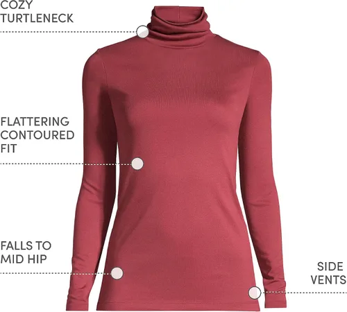 Vista 26 de Lands' End Supima - Suéter de cuello alto y mangas largas para mujer