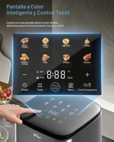 Vista 2 de Bear - Freidora de aire de 6.3 cuartos de galón, pantalla táctil inteligente, 4D Turbo Crisp y ventana de vapor 4D Turbo Crisp for extra-crispy