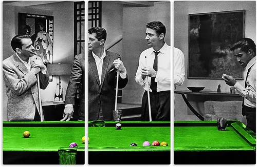 Vista 9 de Rat Pack Playin Pool Arte de Lienzo Colorido Decoración de Pared para el Hogar - Varios Tamaños (5 Piezas Mega)