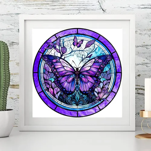 Vista 3 de ajepon Kits de pintura de diamantes de mariposa para adultos, kits de arte de diamantes de mariposa de vidrieras para adultos, kits de arte de gemas