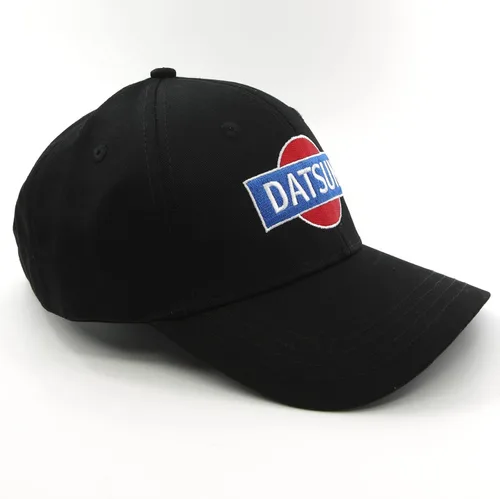 Vista 2 de Gorra de béisbol Datsun - Classic A Logo - Sombrero de papá negro Curvo Bill - Vintage Japonés, Negro