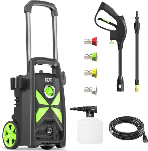 Vista 4 de 2800 Max PSI 2.4 GPM Lavadora eléctrica con mango telescópico, lavadora de autos con 4 boquillas de conexión rápida, cañón de espuma