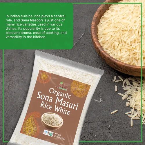 Vista 9 de Jiva Organics - Arroz orgánico Sona Masoori de 10 libras de calidad premium, origen indio, arroz de grano corto, todo natural y sin OMG (10 libras)