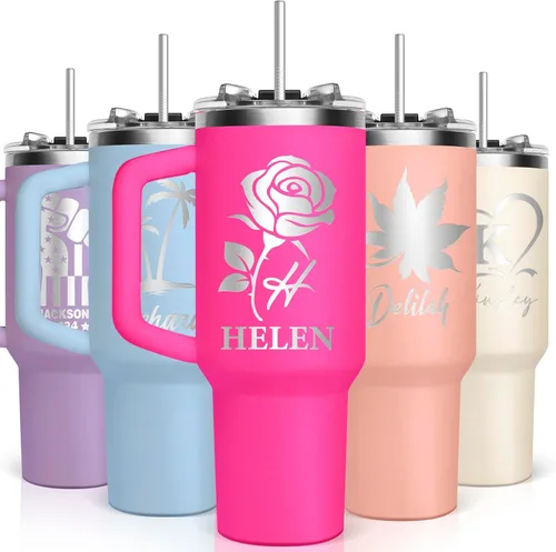 Vista 19 de Vaso de café aislado personalizado con nombre de texto, número de equipo, vaso de acero inoxidable grabado de 16 onzas, regalo personalizado