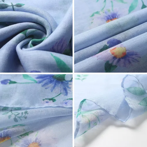 Vista 3 de Bufanda de flores de nacimiento de moda para mujer, bufanda de Navidad, chales y envolturas de regalo de cumpleaños, caja para mamá, Septiembre Aster