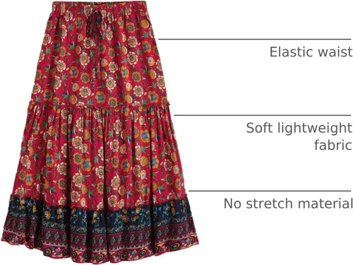 Vista 10 de Milumia Women Boho Vintage Floral Print Long Skirt Summer Tiered Maxi Skirt