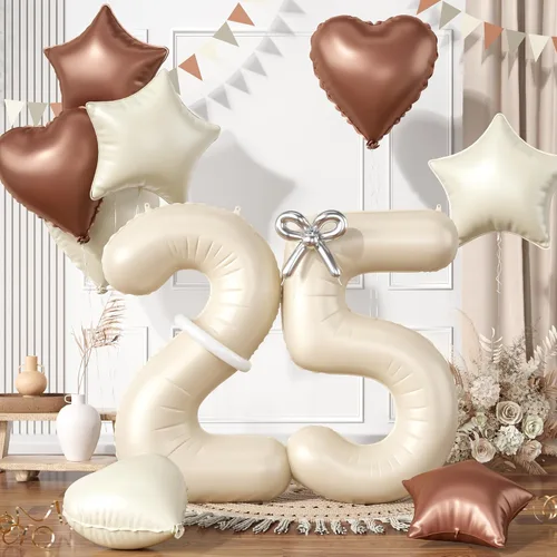Vista 14 de Globos dorados de color champán con el número 11, globos de oro claro, globo de aluminio dorado con forma de corazón con estrella y globo largo